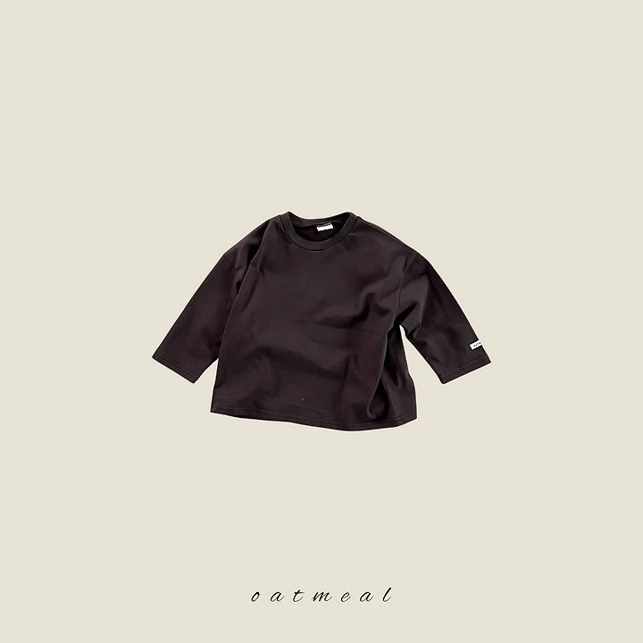 Oatmeal - Korean Children Fashion - #discoveringself - Latte Round Neck Tee - 5