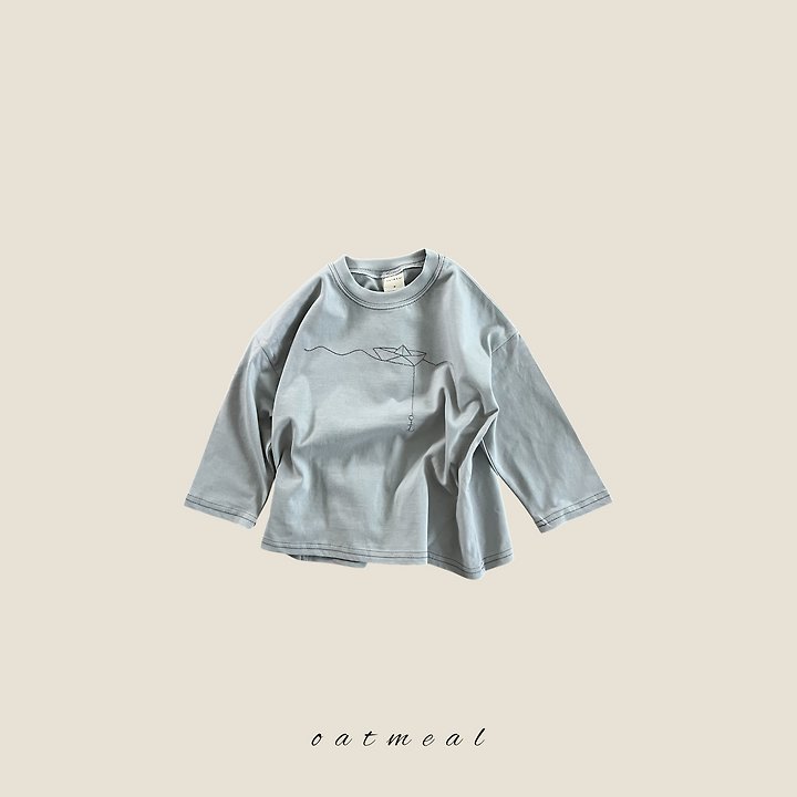 Oatmeal - Korean Children Fashion - #designkidswear - Boat Neck Round Tee - 4
