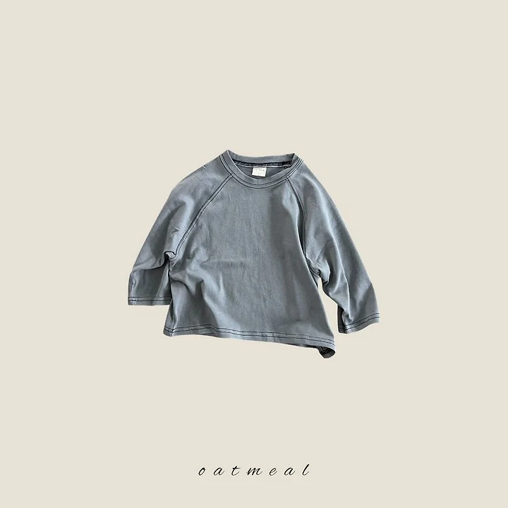 Oatmeal - Korean Children Fashion - #discoveringself - Stitch Raglan Tee - 3