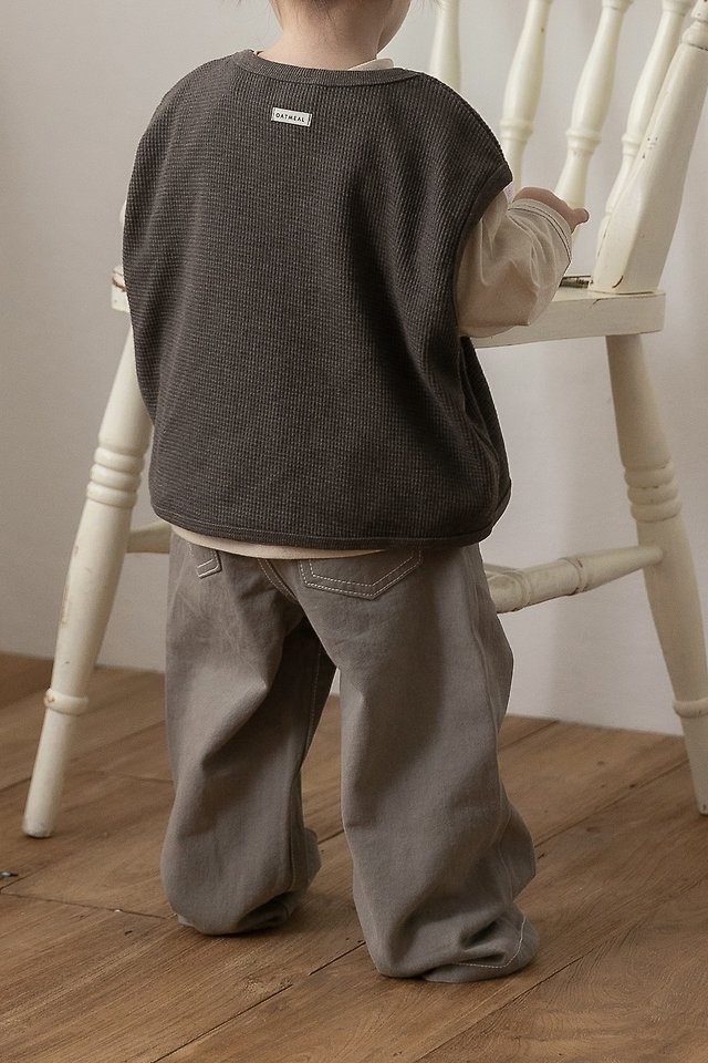 Oatmeal - Korean Children Fashion - #discoveringself - Waffle Vest - 6