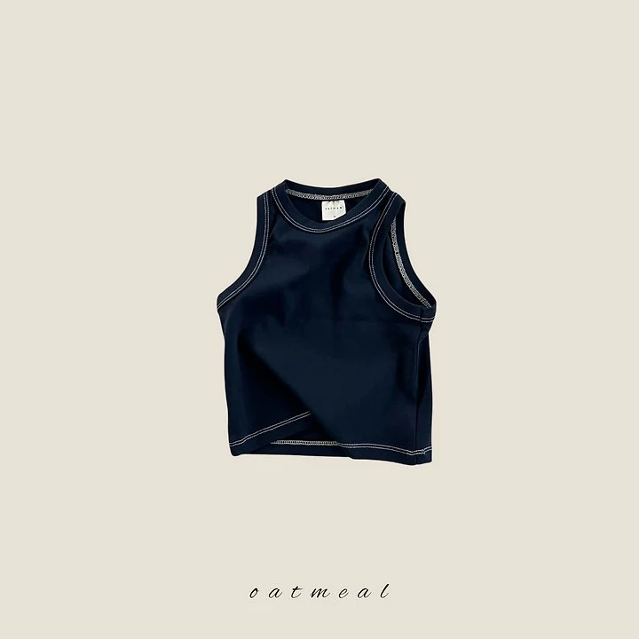 Oatmeal - Korean Children Fashion - #discoveringself - Stitch Sleeveless Top - 5