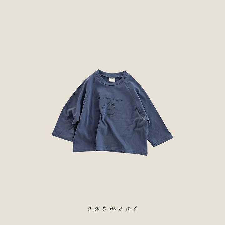 Oatmeal - Korean Children Fashion - #fashionkids - Frog Raglan Tee - 3