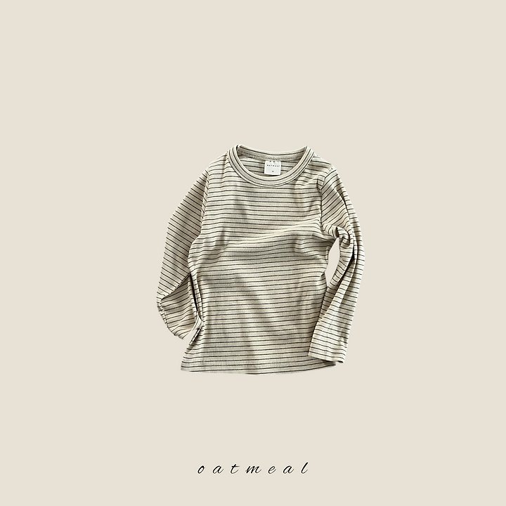 Oatmeal - Korean Children Fashion - #fashionkids - High Stripe Slim Tee - 3