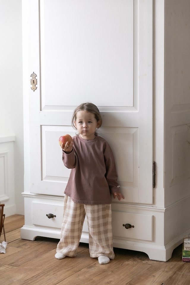 Oatmeal - Korean Children Fashion - #kidsshorts - Latte Round Neck Tee - 7