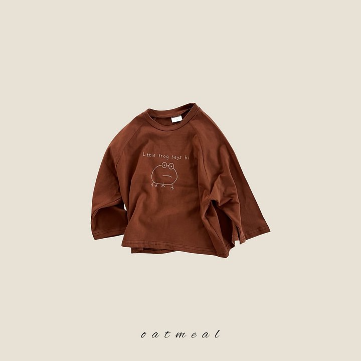 Oatmeal - Korean Children Fashion - #fashionkids - Frog Raglan Tee - 4