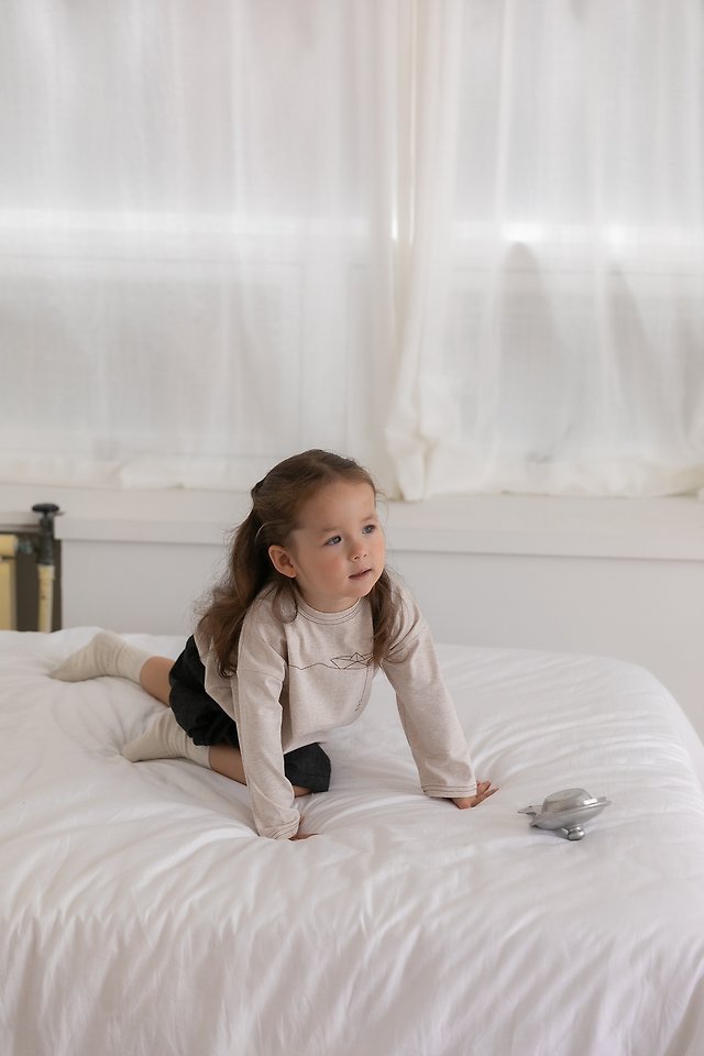Oatmeal - Korean Children Fashion - #kidzfashiontrend - Boat Neck Round Tee - 8