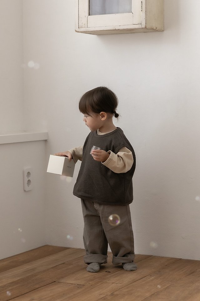 Oatmeal - Korean Children Fashion - #kidzfashiontrend - Waffle Vest - 10