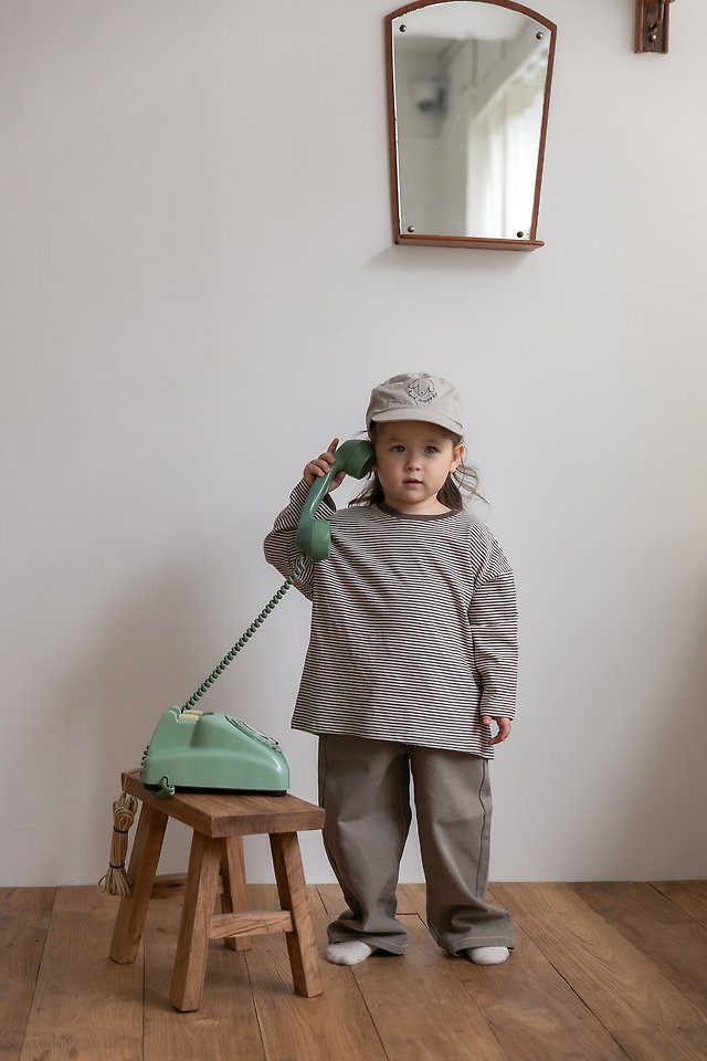 Oatmeal - Korean Children Fashion - #littlefashionista - Pretzel Stripe Round Neck Tee - 12