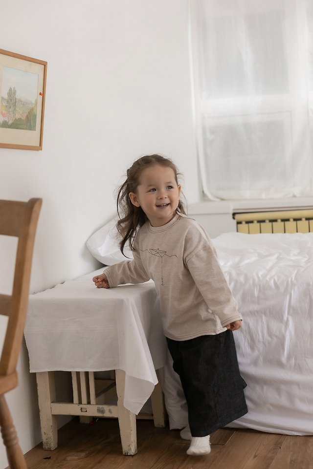Oatmeal - Korean Children Fashion - #littlefashionista - Boat Neck Round Tee - 10