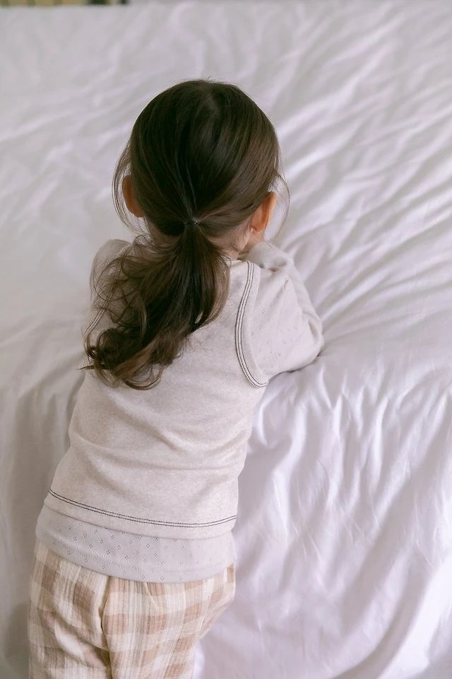 Oatmeal - Korean Children Fashion - #magicofchildhood - Stitch Sleeveless Top - 12