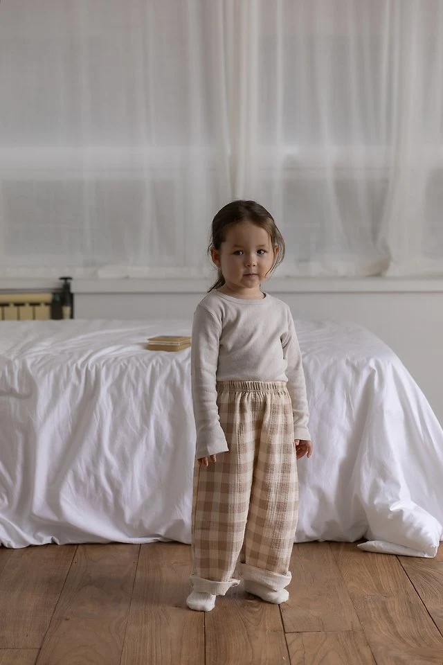 Oatmeal - Korean Children Fashion - #prettylittlegirls - Check Pants - 5