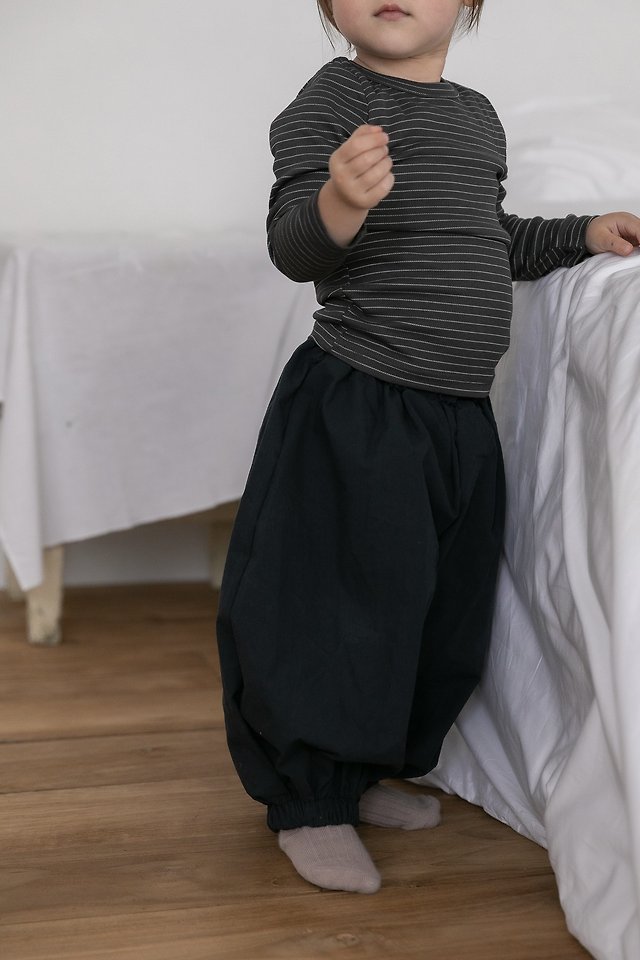 Oatmeal - Korean Children Fashion - #todddlerfashion - High Stripe Slim Tee - 12