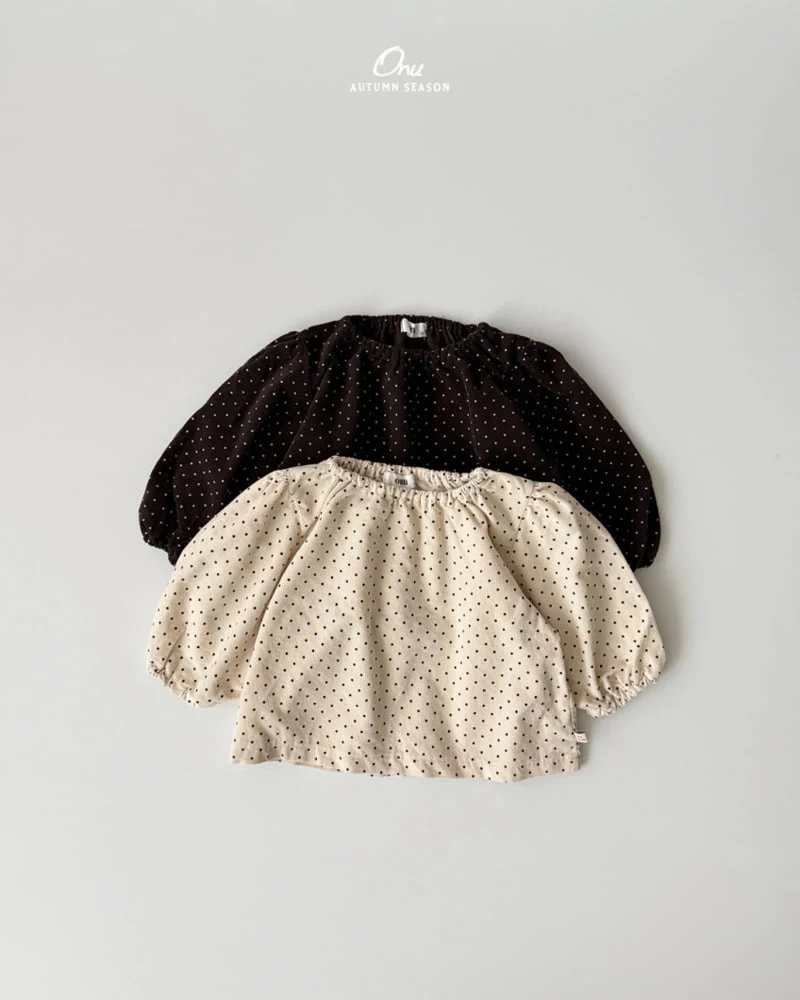 Onu - Korean Baby Fashion - #babyboutique - Dot Shirring Blouse