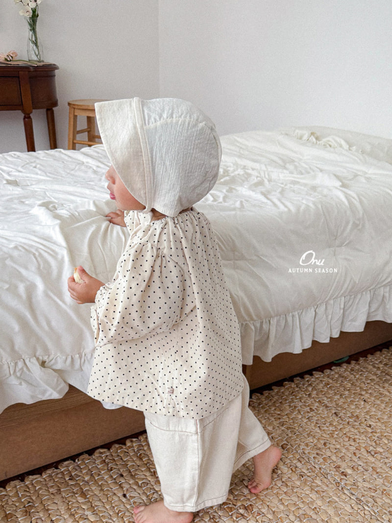 Onu - Korean Baby Fashion - #babyfashion - Dot Shirring Blouse - 5