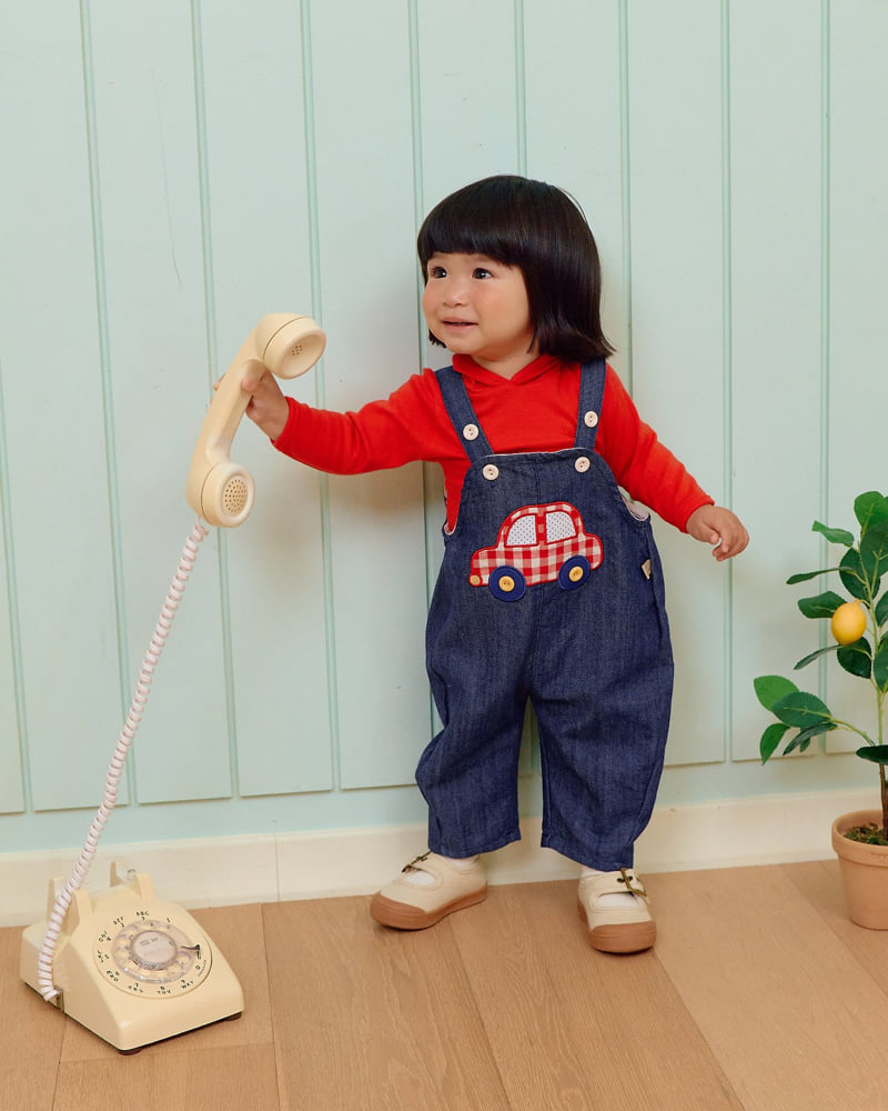 Oott Bebe - Korean Baby Fashion - #babyboutique - Vroom Denim Overalls - 5