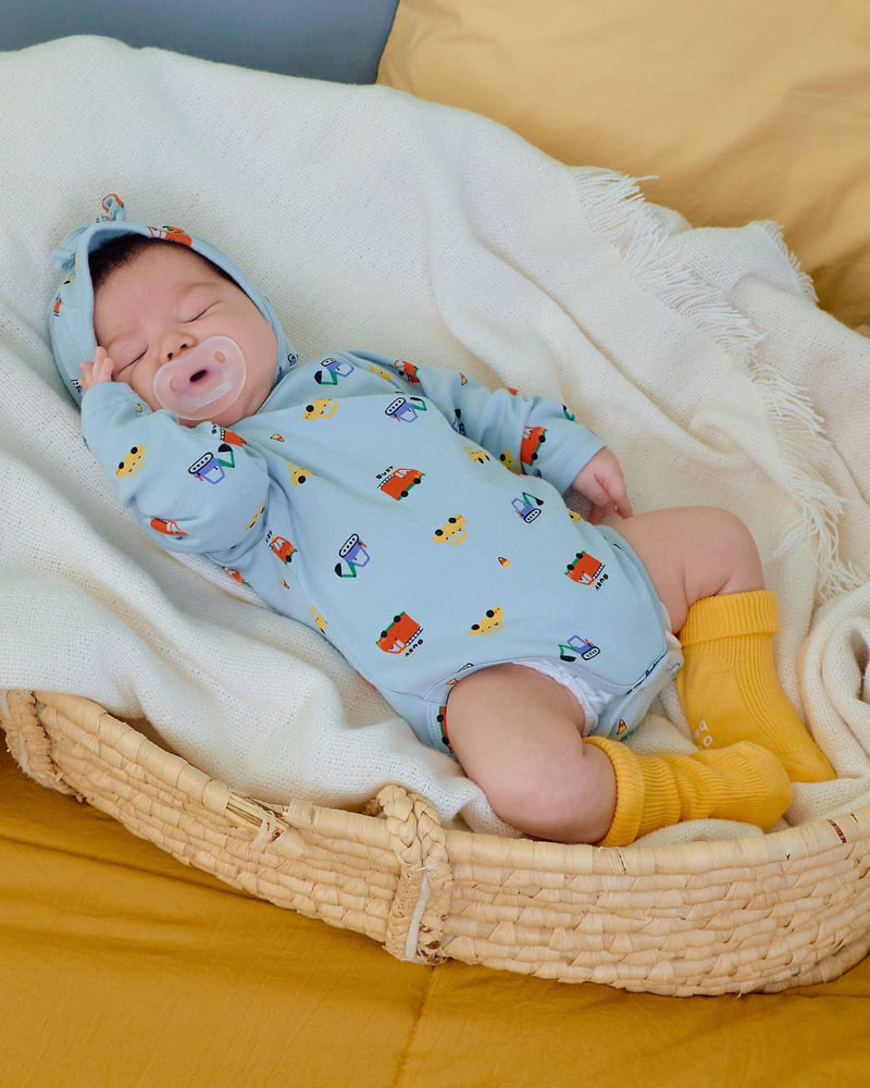 Oott Bebe - Korean Baby Fashion - #babyboutiqueclothing - Car Bodysuit + Bonnet Set (Bebe) - 5