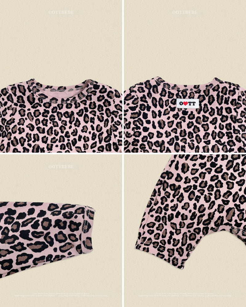 Oott Bebe - Korean Baby Fashion - #babyboutiqueclothing - Little Leopard Full Bodysuit + Bonnet Set (Bebe) - 3