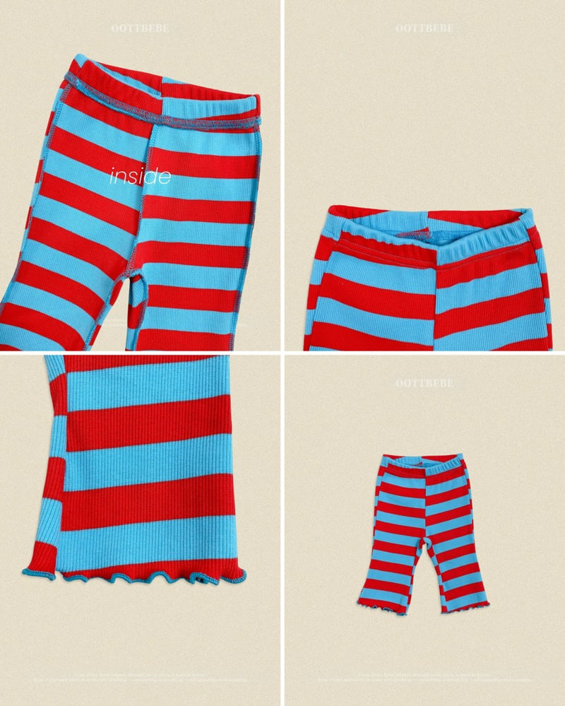 Oott Bebe - Korean Baby Fashion - #babyboutiqueclothing - Kitsch Pop Ribbed Bootcut Pants - 3