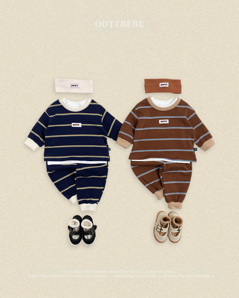 Oott Bebe - Korean Baby Fashion - #babyfever - Rookie Striped Set