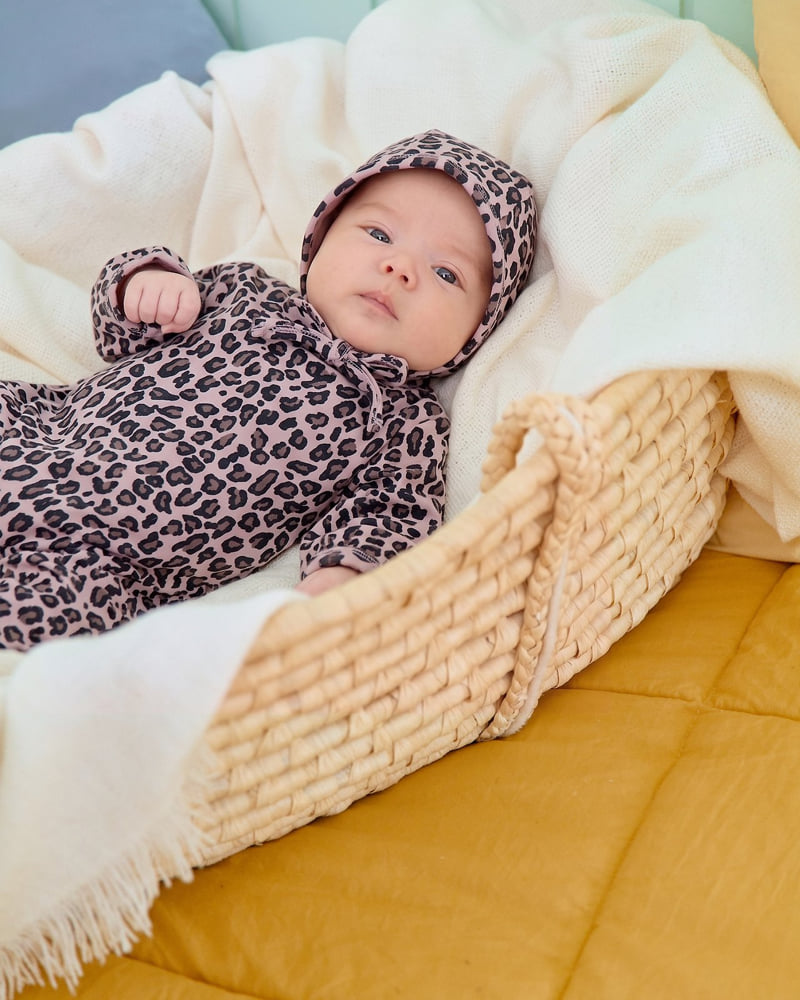 Oott Bebe - Korean Baby Fashion - #babygirlfashion - Little Leopard Full Bodysuit + Bonnet Set (Bebe) - 7