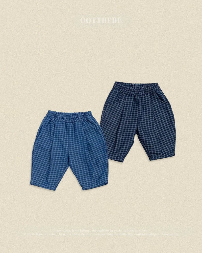Oott Bebe - Korean Baby Fashion - #babylifestyle - Denim Check Pants