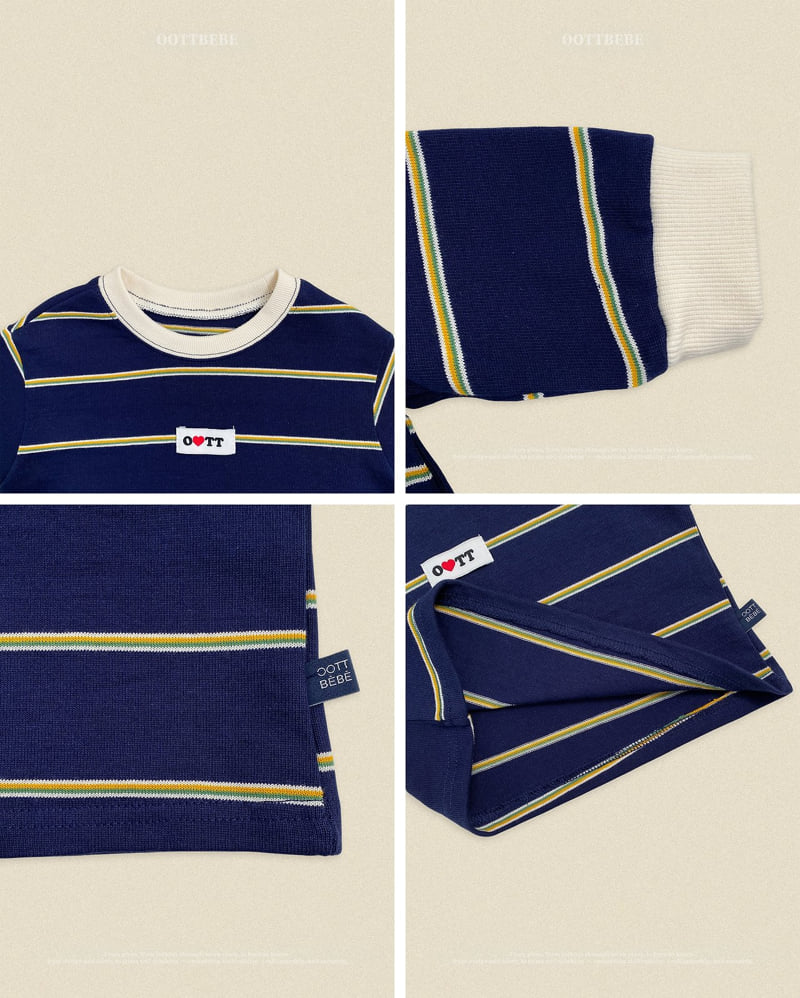 Oott Bebe - Korean Baby Fashion - #babylifestyle - Rookie Striped Set - 3
