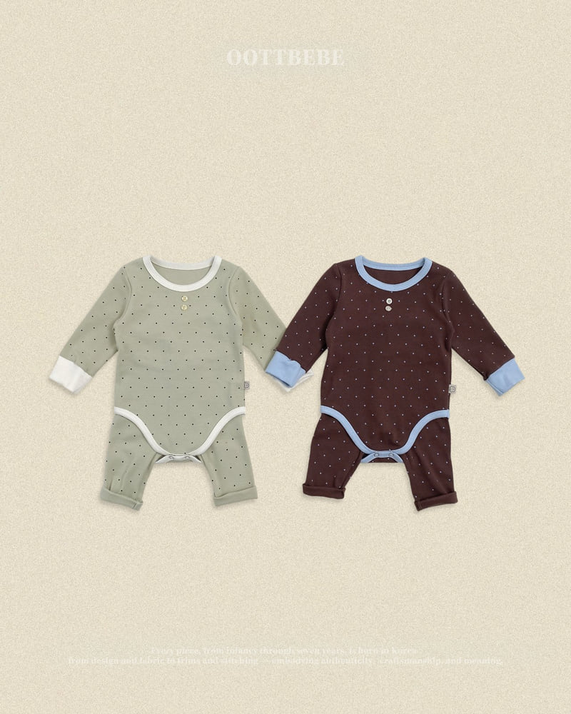 Oott Bebe - Korean Baby Fashion - #babyootd - Chou Chou Dot Bodysuit (Bebe)