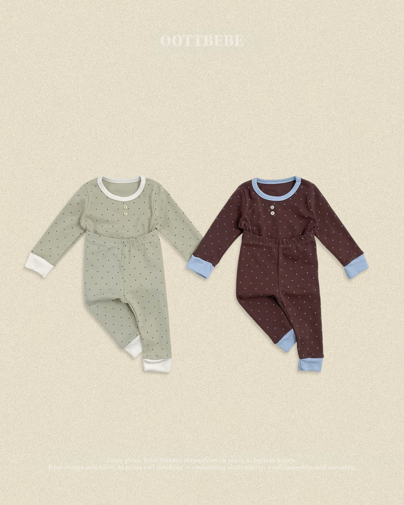 Oott Bebe - Korean Baby Fashion - #babyoutfit - Chou Chou Dot Easywear