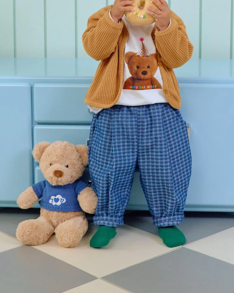 Oott Bebe - Korean Baby Fashion - #babyoutfit - Denim Check Pants - 5