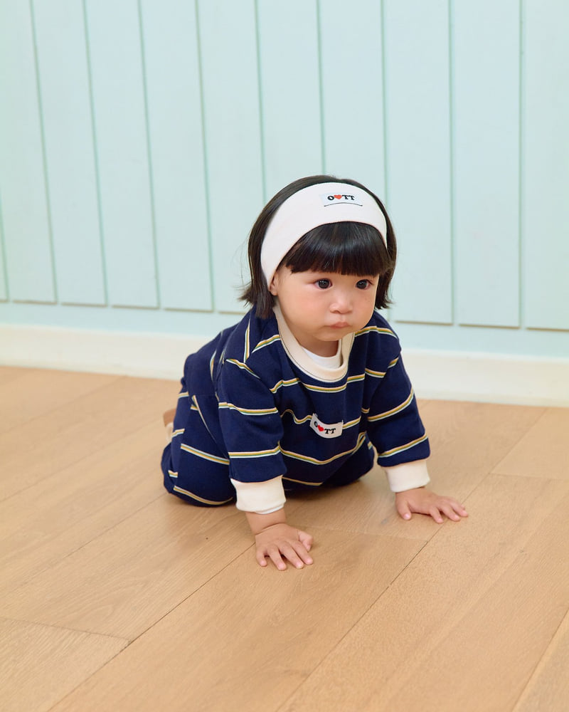 Oott Bebe - Korean Baby Fashion - #babyoutfit - Rookie Striped Set - 6