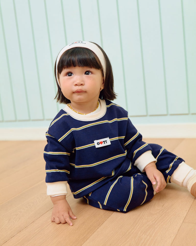 Oott Bebe - Korean Baby Fashion - #babyoutfit - Rookie Striped Set - 7