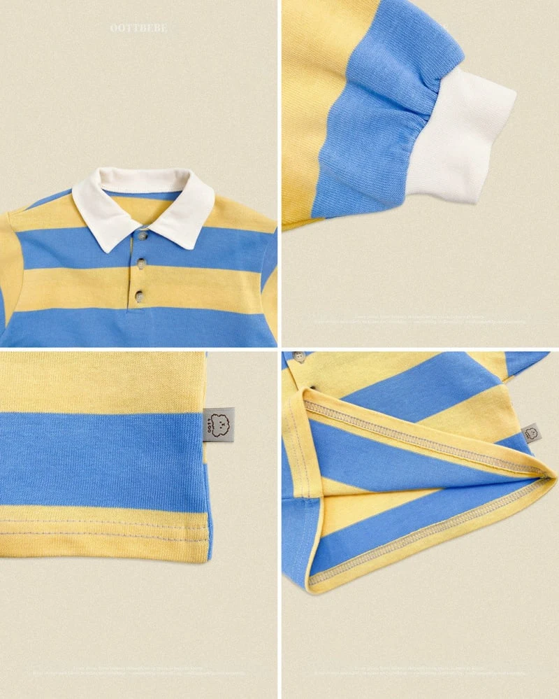Oott Bebe - Korean Baby Fashion - #babyoutfit - Play Rugby Collar Tee - 3