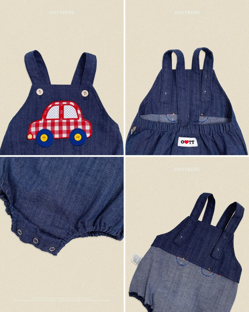 Oott Bebe - Korean Baby Fashion - #babywear - Vroom Denim Bodysuit (Bebe) - 3