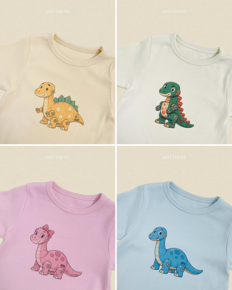 Oott Bebe - Korean Baby Fashion - #onlinebabyboutique - Robot Dino Full Bodysuit (Bebe) - 3