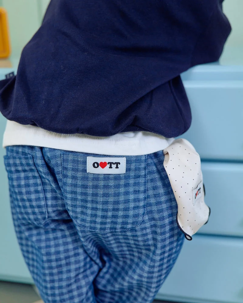 Oott Bebe - Korean Baby Fashion - #onlinebabyshop - Denim Check Pants - 8
