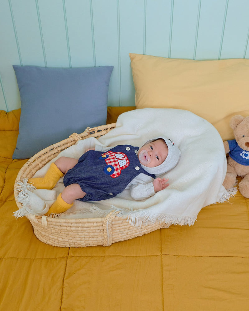 Oott Bebe - Korean Baby Fashion - #onlinebabyshop - Vroom Denim Bodysuit (Bebe) - 5