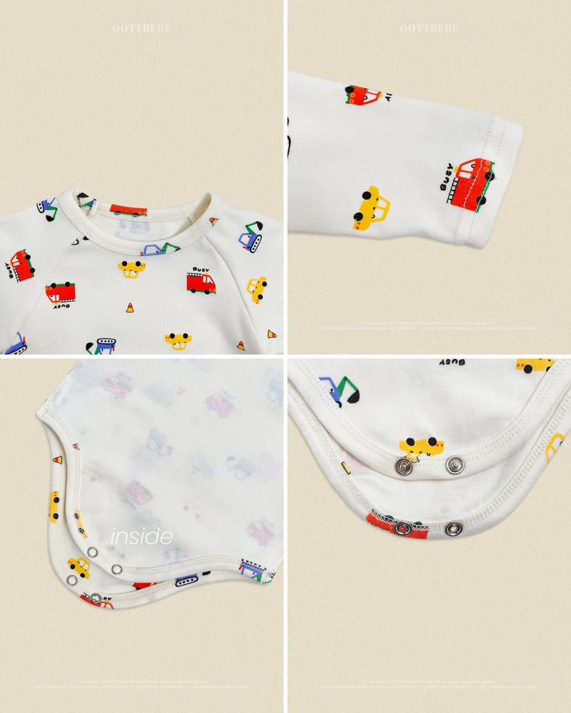 Oott Bebe - Korean Baby Fashion - #smilingbaby - Car Bodysuit + Bonnet Set (Bebe) - 3