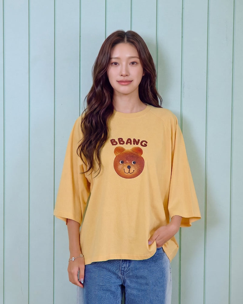 Oott Bebe - Korean Women Fashion - #momslook - Bread Raglan Tee (Adult) - 3