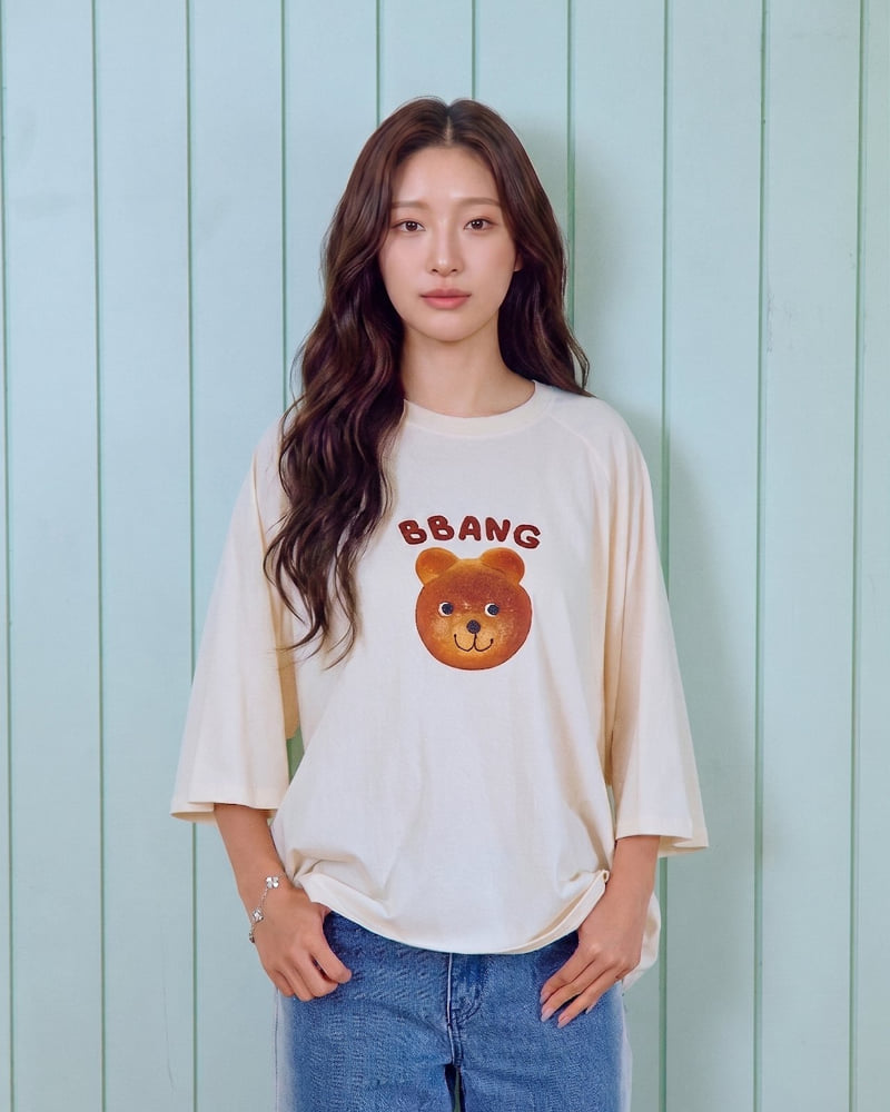 Oott Bebe - Korean Women Fashion - #womensfashion - Bread Raglan Tee (Adult) - 2