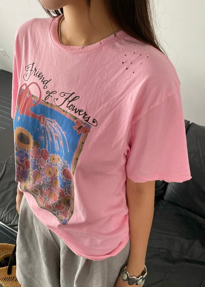 Ouppt - Korean Women Fashion - #momslook - Bumblebee Distressed Tee - 3