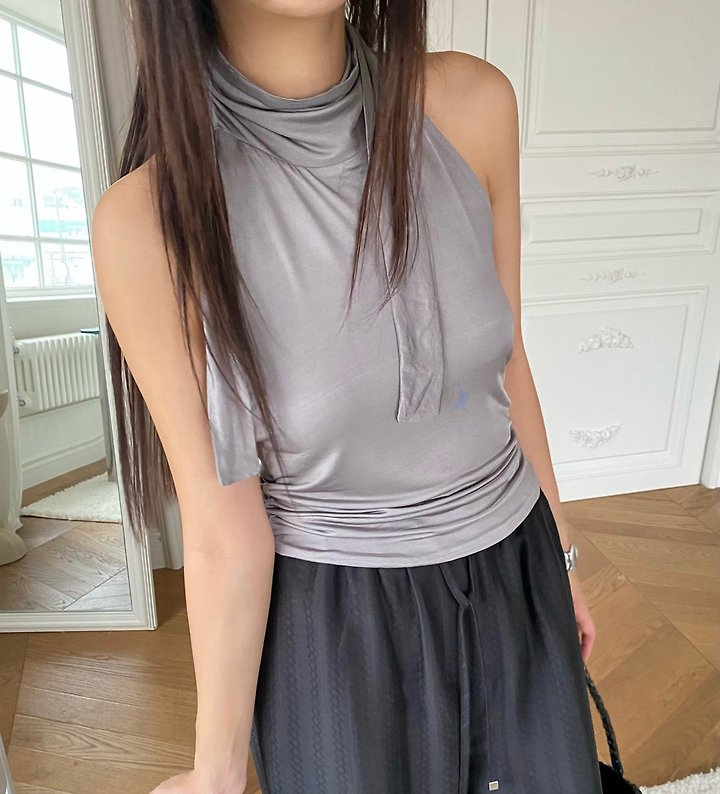 Ouppt - Korean Women Fashion - #momslook - Soft Halter Top - 2
