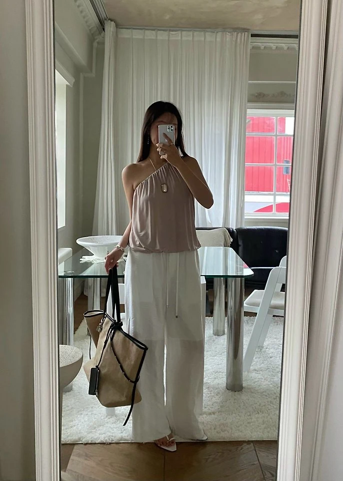 Ouppt - Korean Women Fashion - #momslook - Shining Asymmetrical Tee - 3