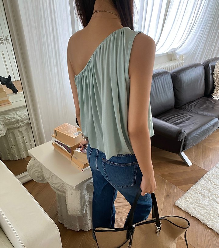 Ouppt - Korean Women Fashion - #momslook - Shining Asymmetrical Tee - 7