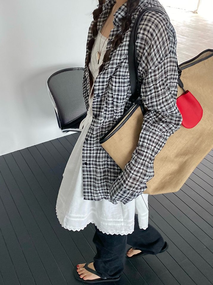 Ouppt - Korean Women Fashion - #momslook - Weekend Check Blouse - 2