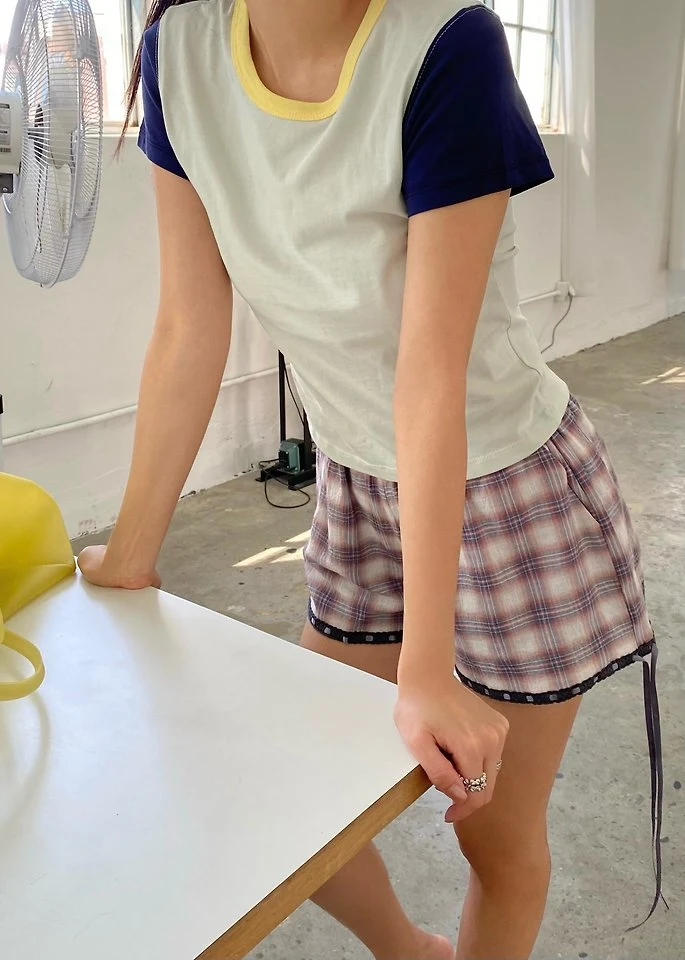 Ouppt - Korean Women Fashion - #momslook - Spring Check Shorts - 3