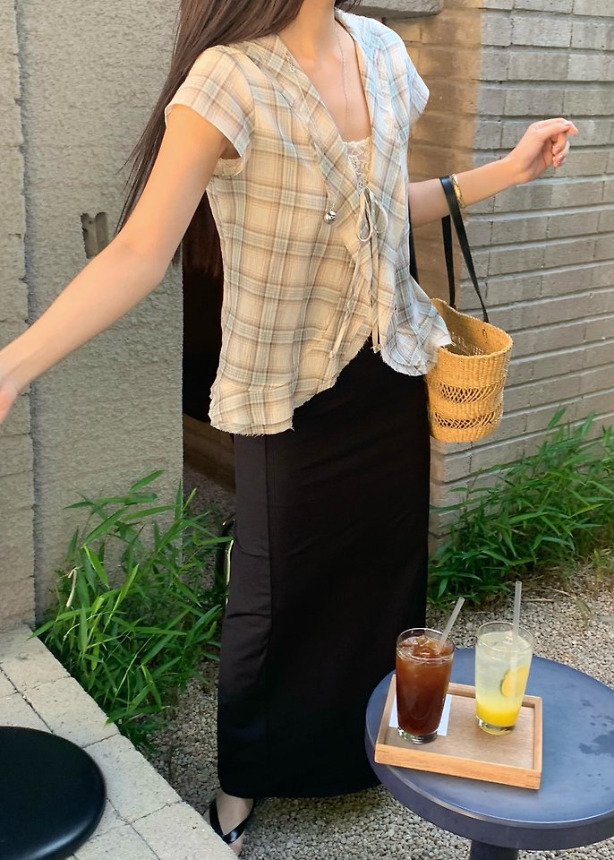 Ouppt - Korean Women Fashion - #womensfashion - Monet Check Blouse - 4