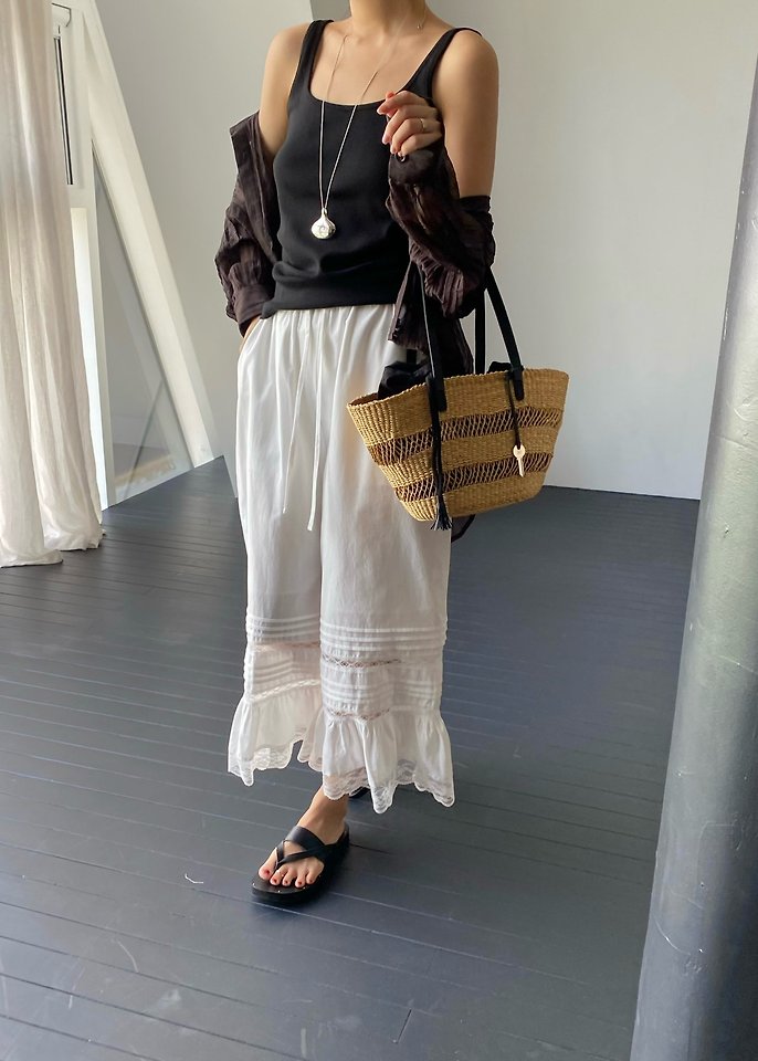 Ouppt - Korean Women Fashion - #restrostyle - Lace Pintuck Pants - 10