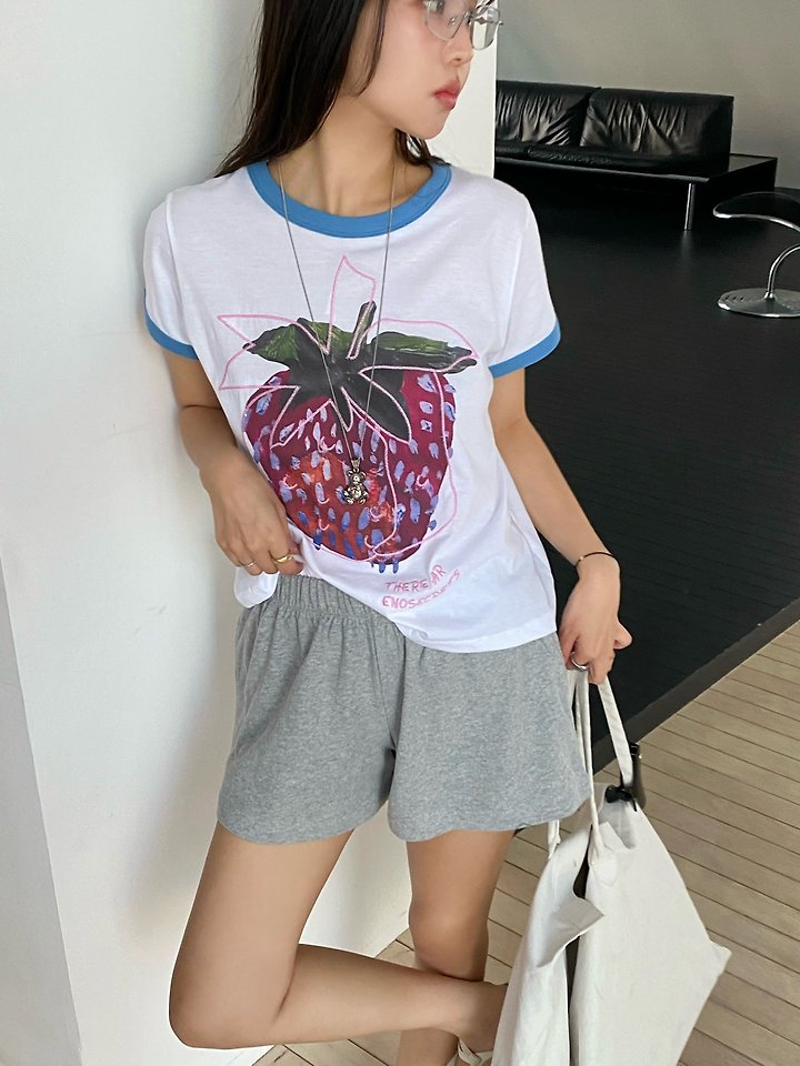Ouppt - Korean Women Fashion - #restrostyle - Strawberry Tee - 8