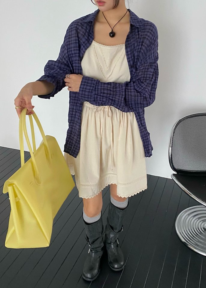Ouppt - Korean Women Fashion - #shopsmall - Weekend Check Blouse - 11