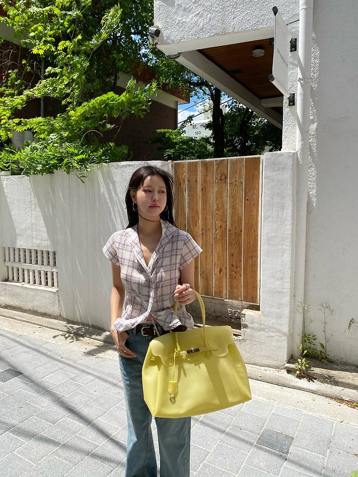 Ouppt - Korean Women Fashion - #vintageinspired - Monet Check Blouse - 10